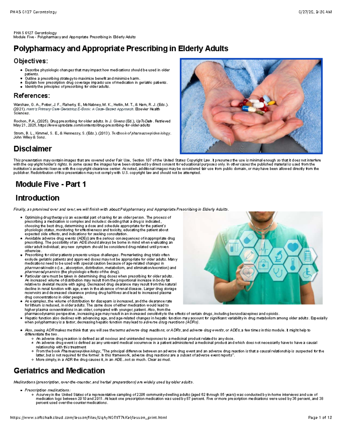 PHAS 6127 Gerontology - Module 5: Polypharmacy & Prescribing for Elders ...