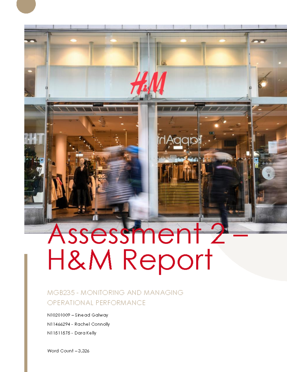 MGB235 - H&M Operational Performance Assessment 2 Report - Studocu