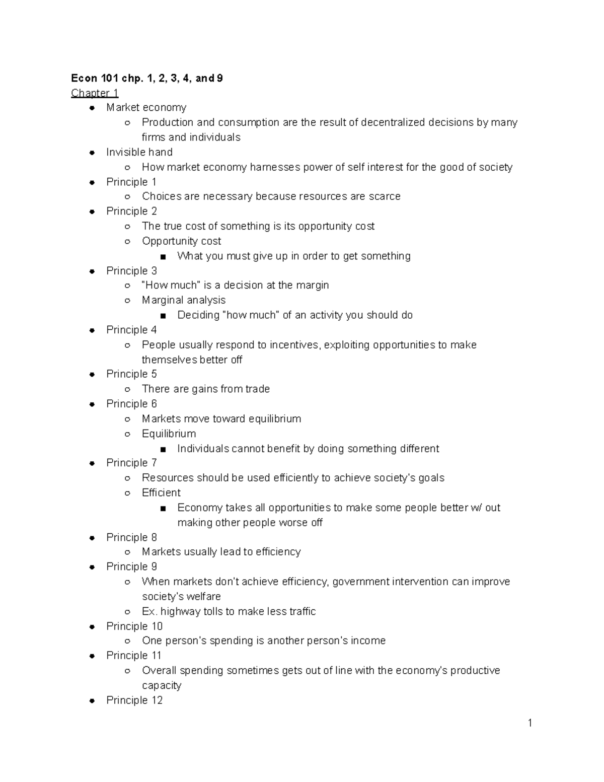 Econ 101 Exam 1 Study Guide: Key Concepts from Chapters 1-4 - Studocu
