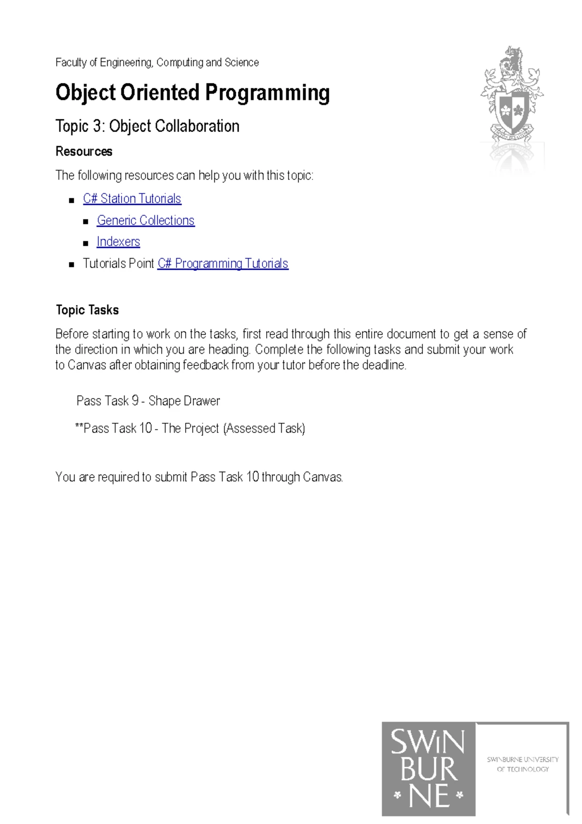 OOP Topic 02 - Unit Testing Tasks and Resources for Assessment - Studocu