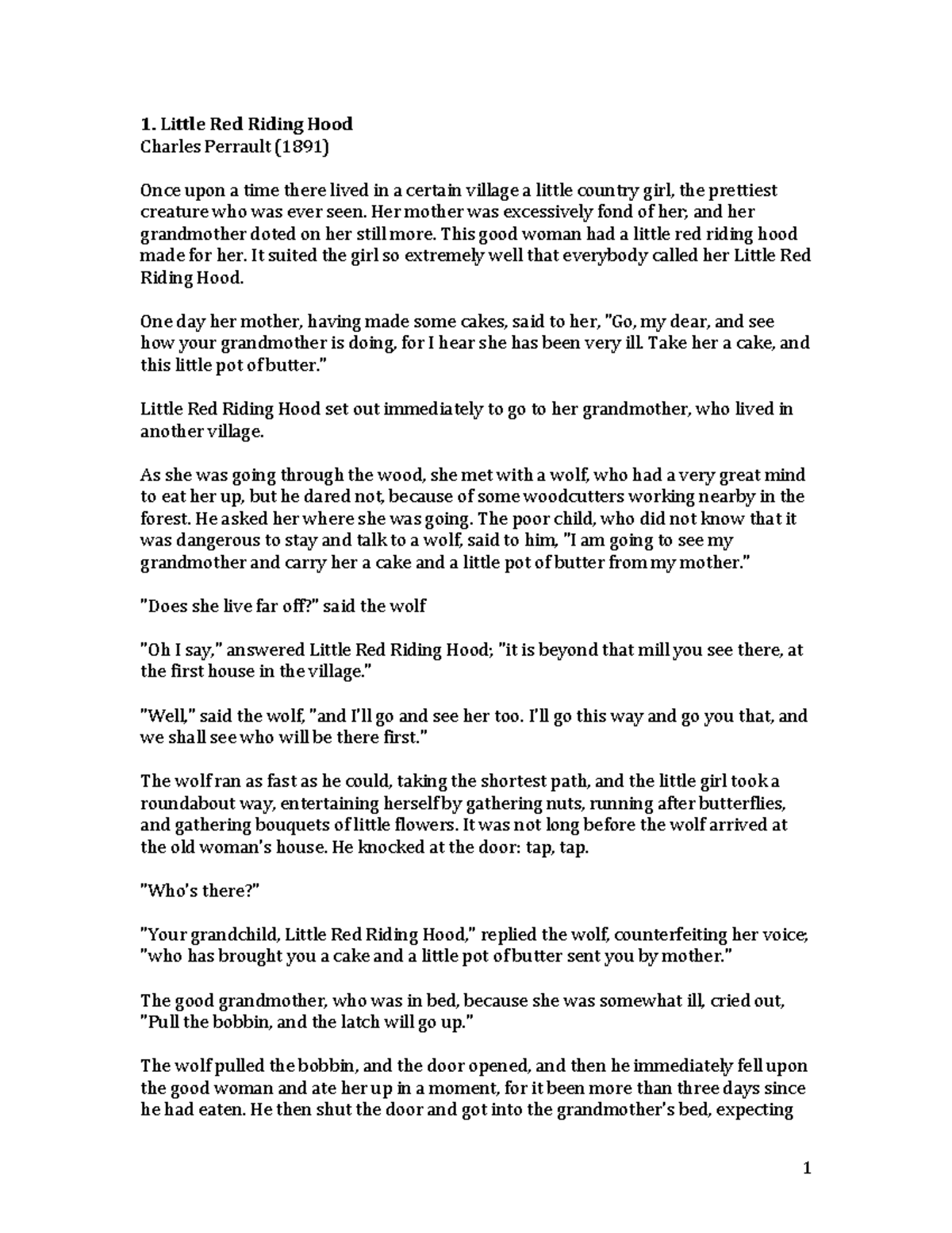 Little Red Riding Hood Adaptations: A Comparative Study of Variants ...