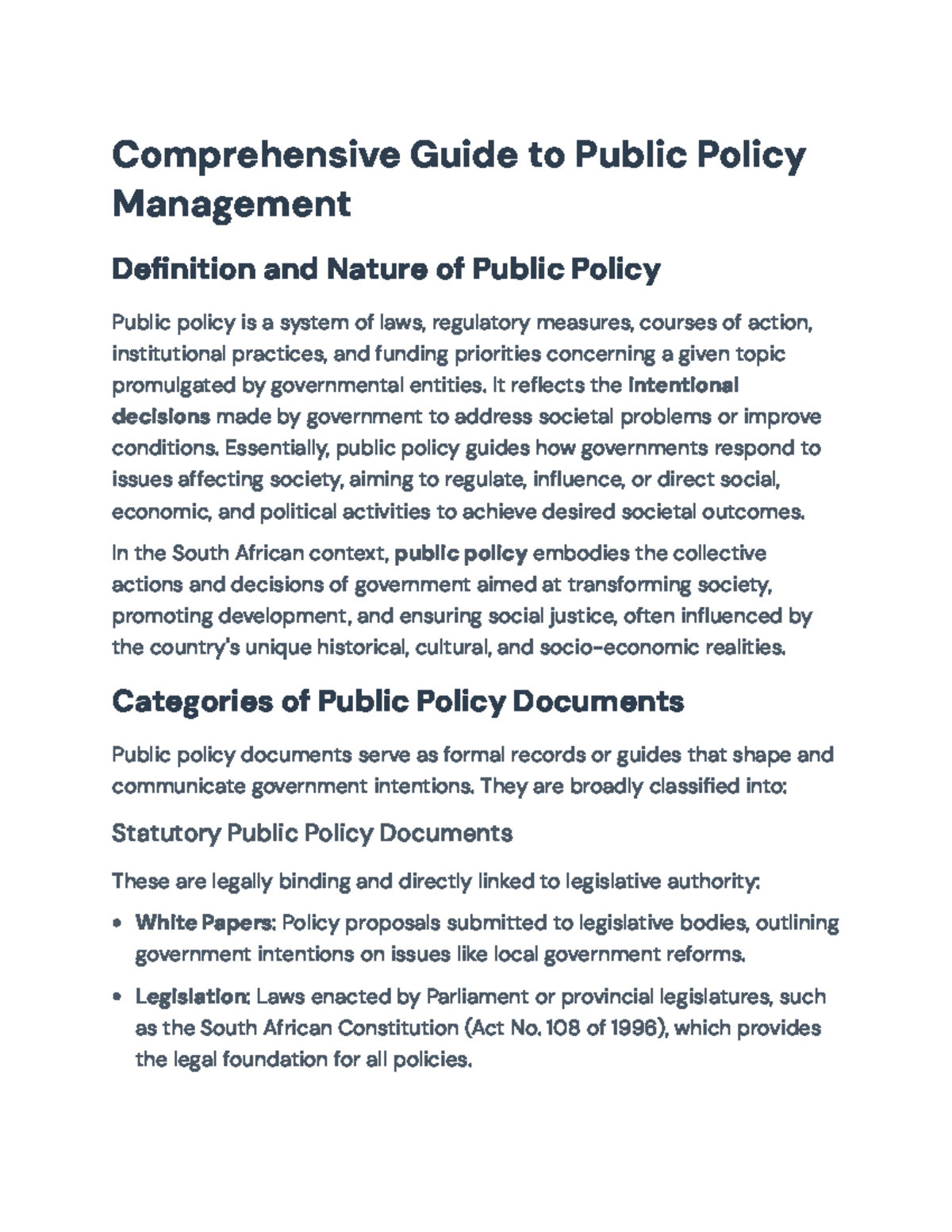 Comprehensive Guide to Public Policy Management (POLS 301) Overview and ...