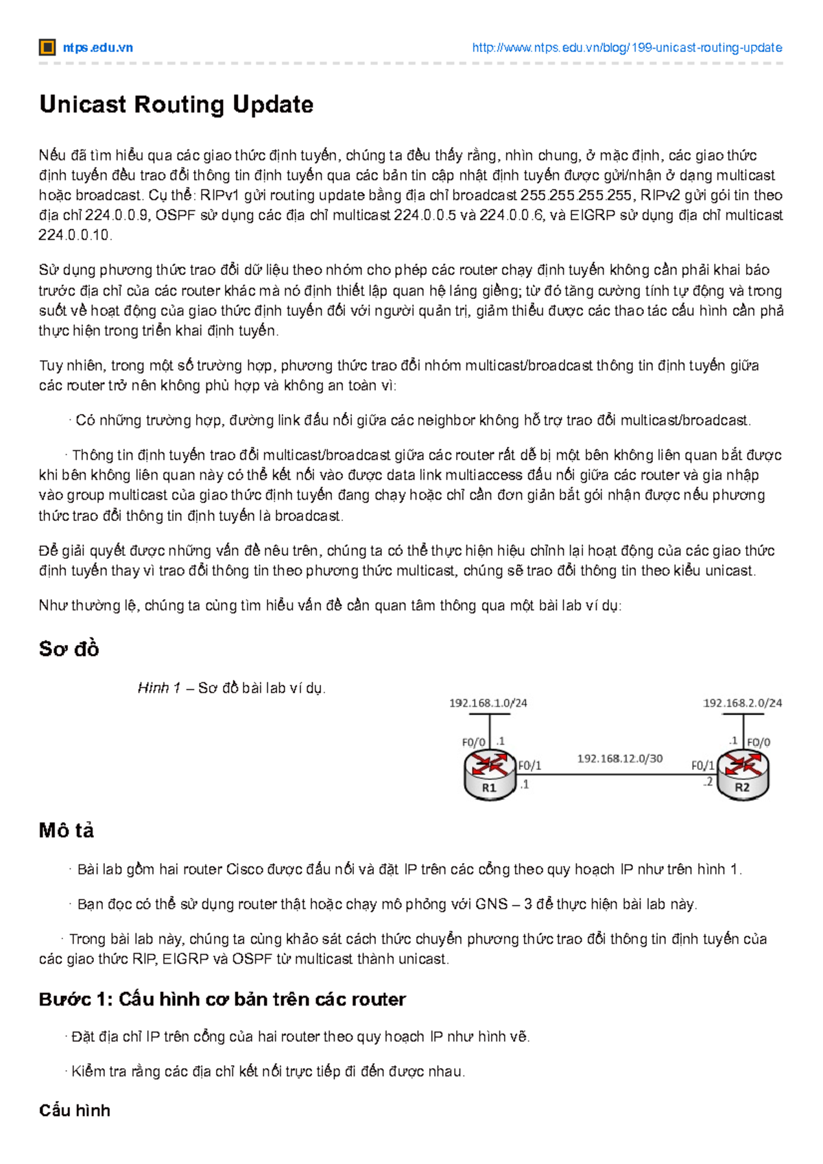 Unicast Routing Configuration Lab for ntps.edu Network Systems - Studocu