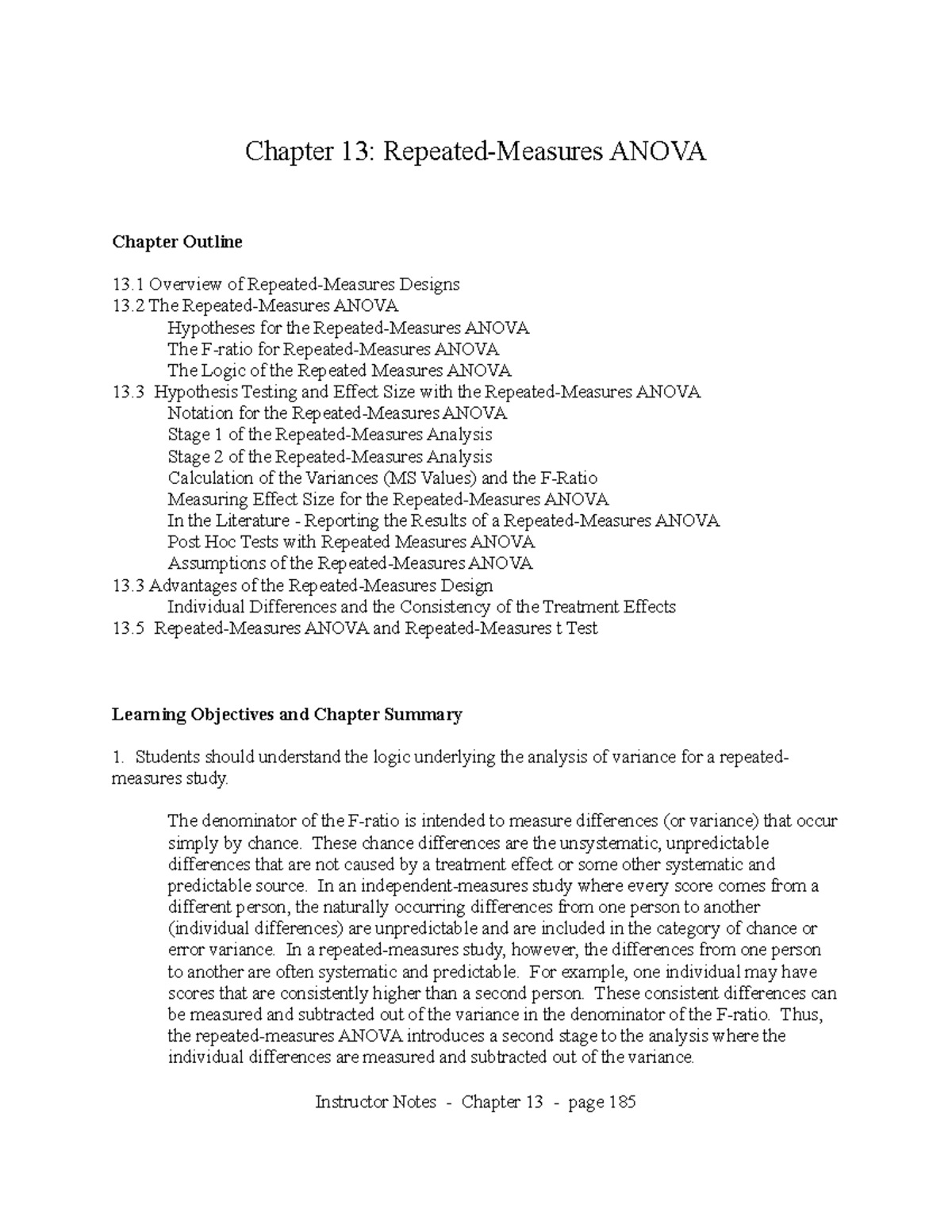 Repeated-Measures ANOVA Exam Notes - Chapter 13 (2016) Questions ...