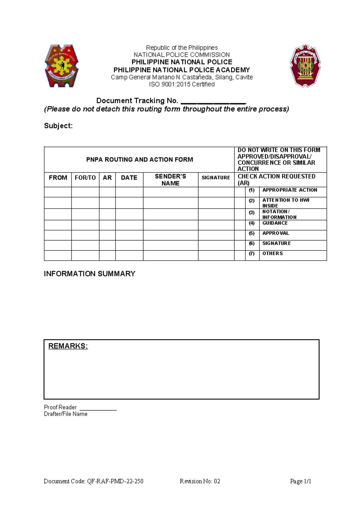 New Routing Slip with Code 1679547969 - Republic of the Philippines ...