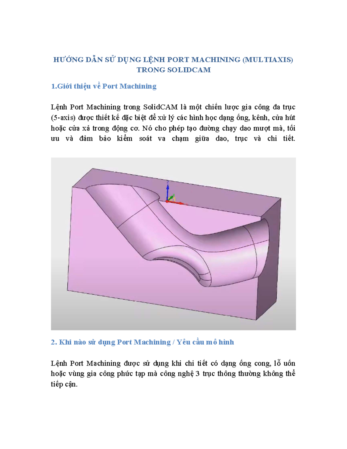 Hướng Dẫn Sử Dụng Lệnh Port Machining Trong SolidCAM - Studocu