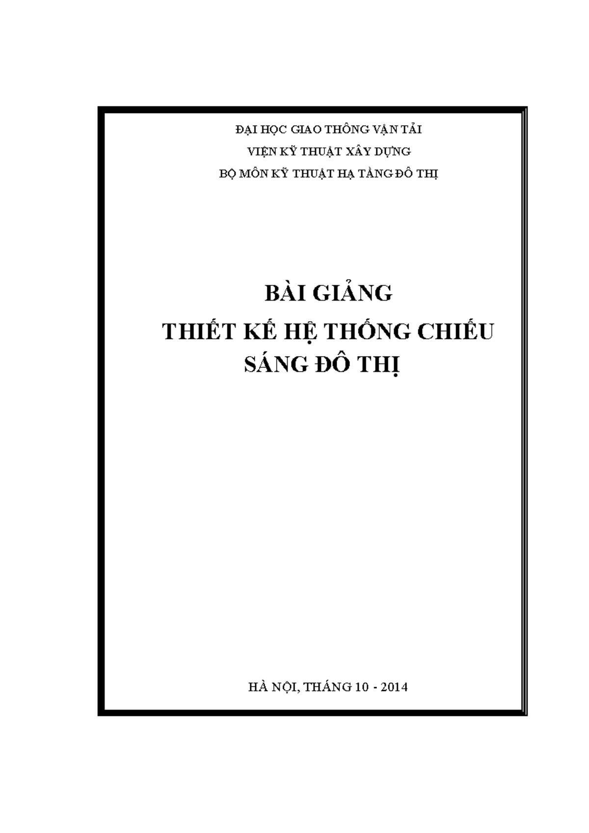 Bài Giảng TH Kỹ Thuật Chiếu Sáng Đô Thị - ĐH Giao Thông Vận Tải - Document Preview