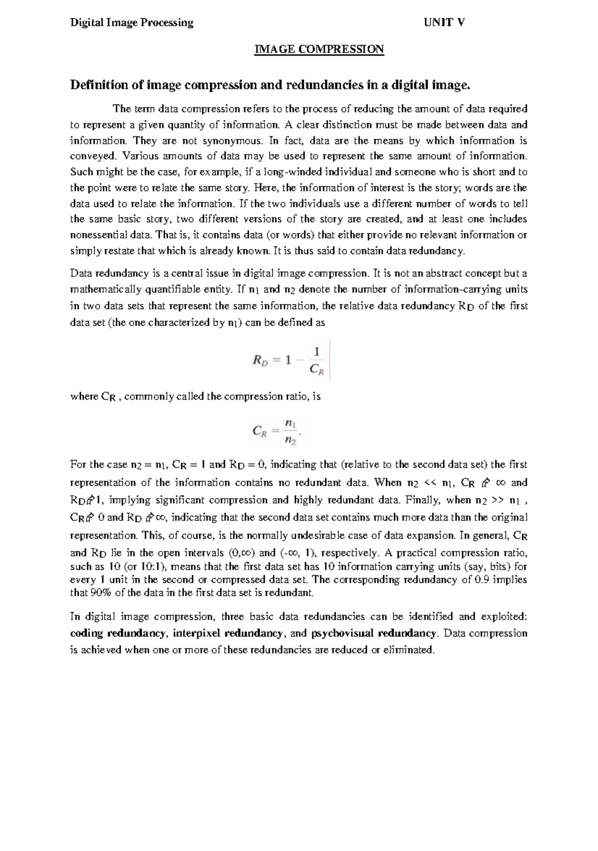 Advanced Image Compression Techniques: Understanding Redundancies in ...