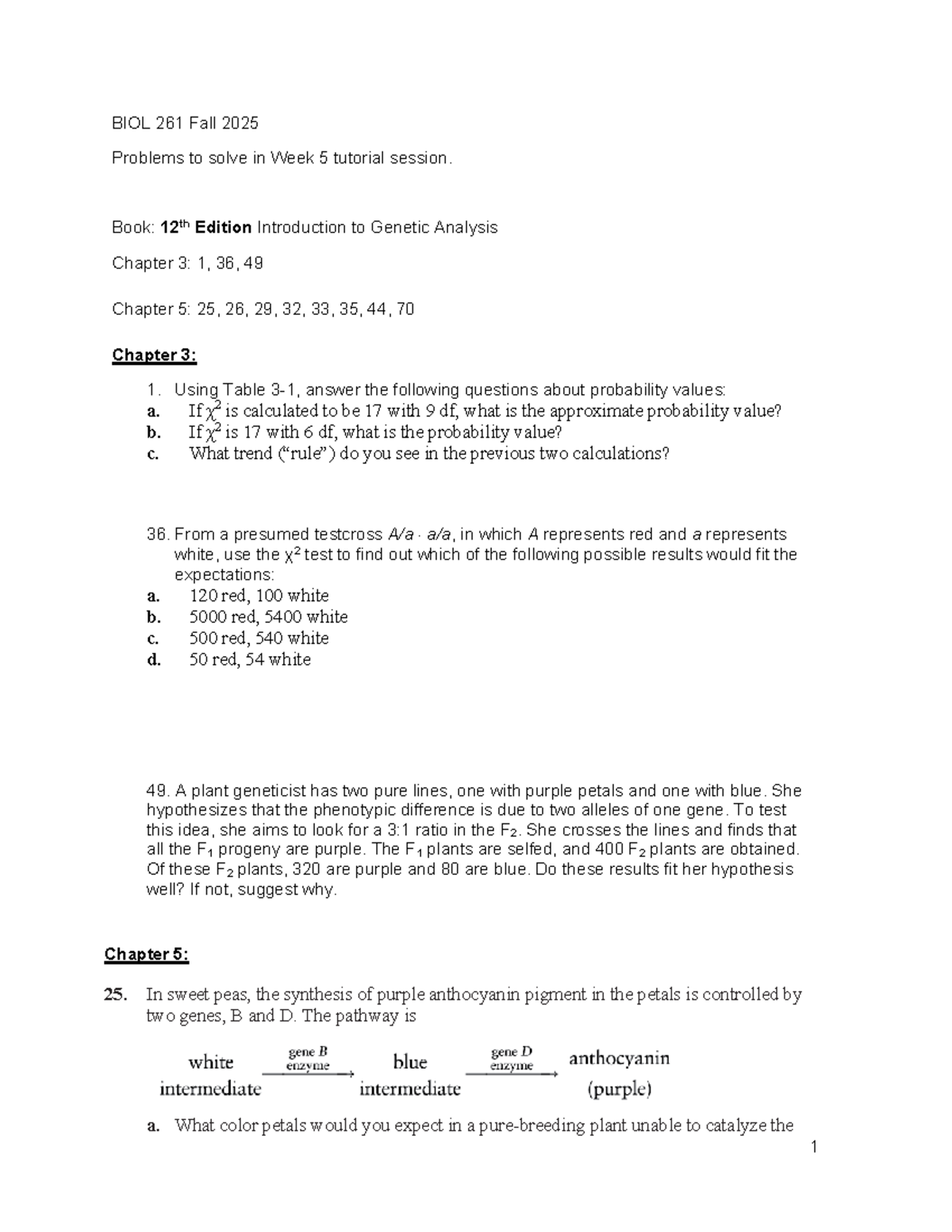 BIOL 261 Fall 2025 Week 5 Tutorial Practice Problems - Studocu