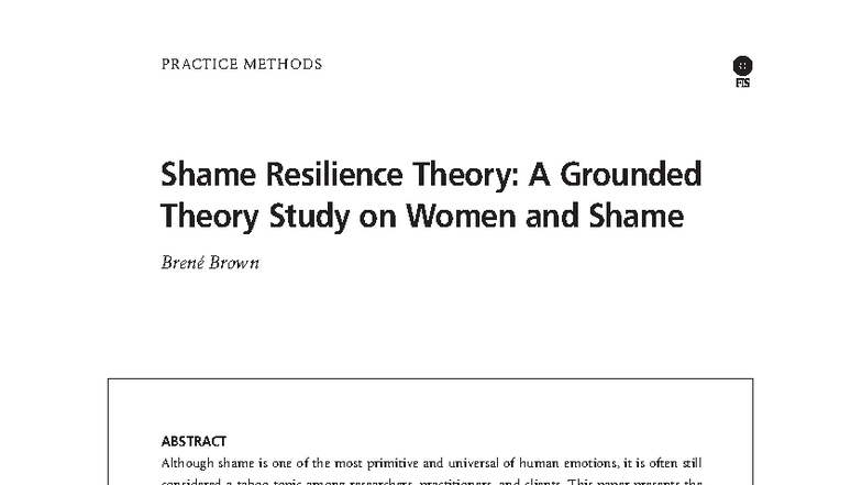 Shame Resilience Theory: A Grounded Study on Women's Shame Experiences ...