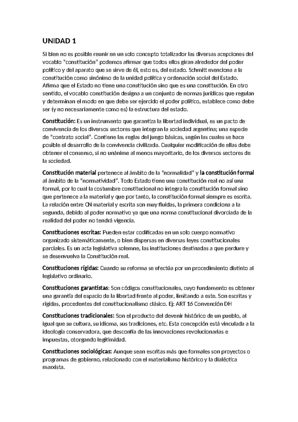 UNIDAD 1: Conceptos Fundamentales de la Constitución y el Estado - Studocu