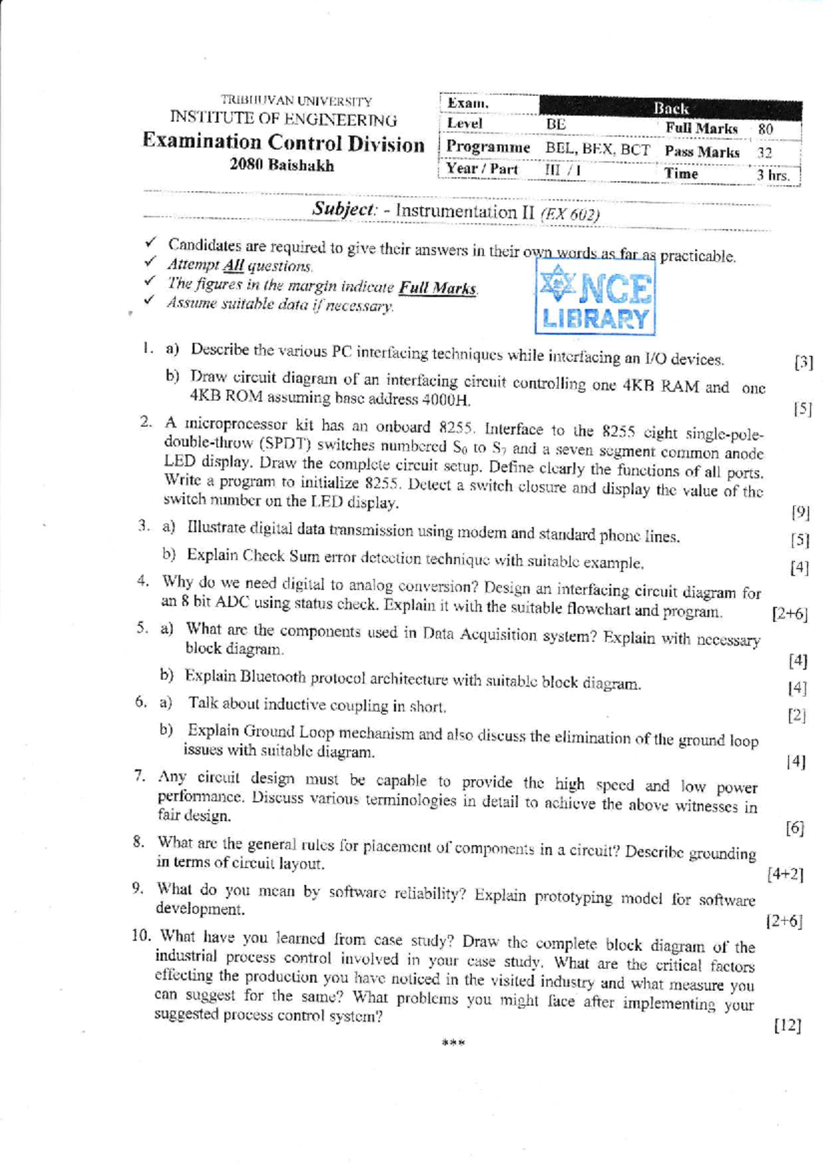 Instrumentation II (EX 602) Exam Questions and Solutions - Studocu