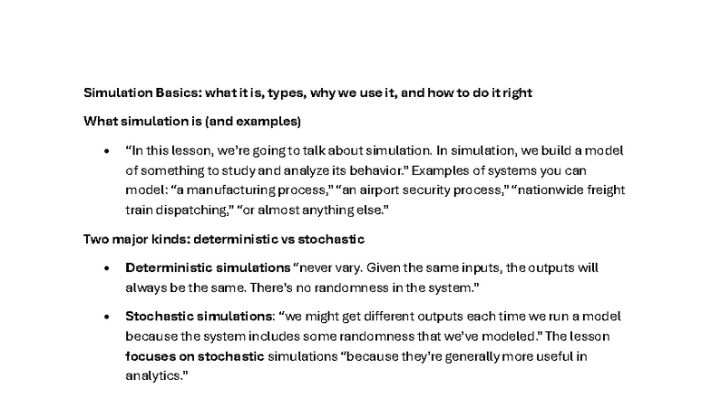 M13 L6 - Stochastic vs Deterministic Simulation Basics Explained - Studocu