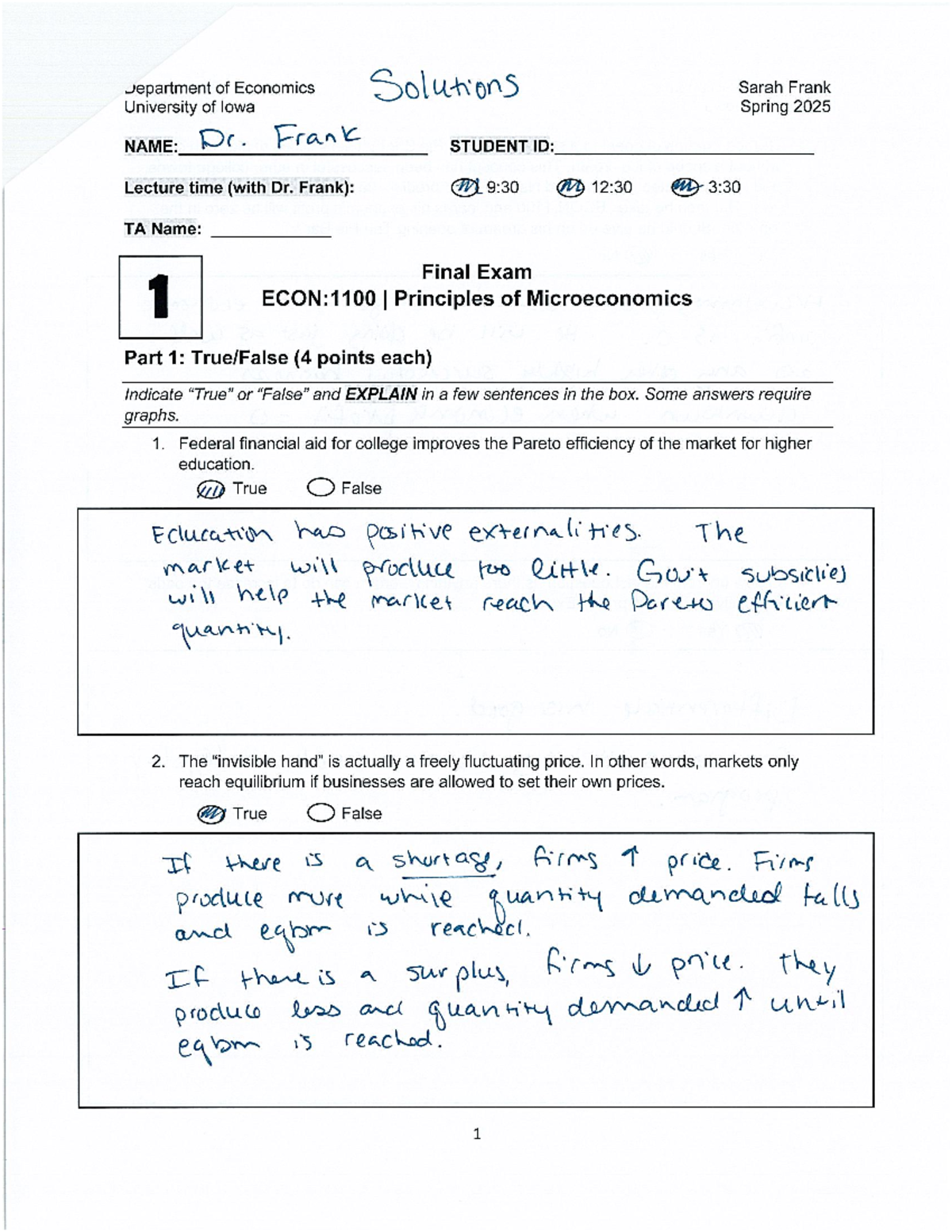 Final Exam ECON:1100 - Principles of Microeconomics - Studocu