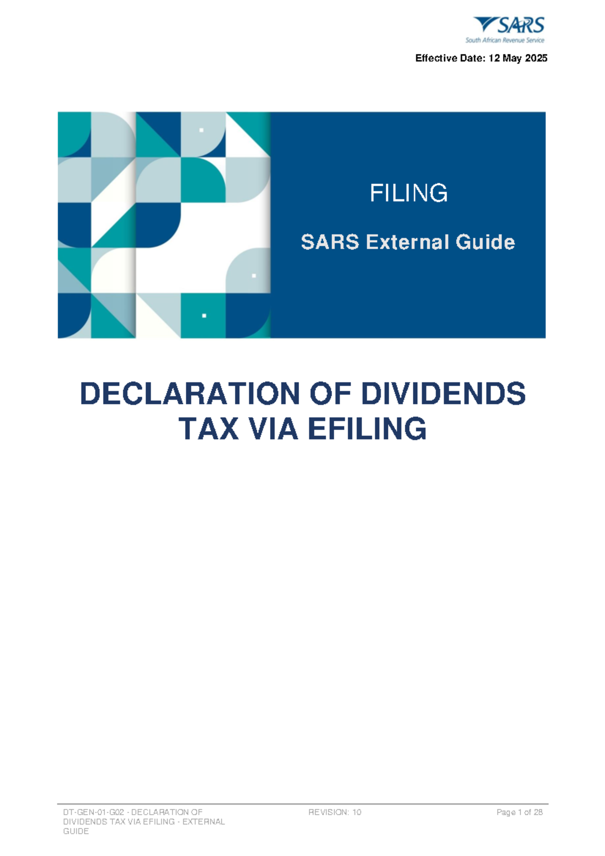 DT GEN 01 G02: Declaration of Dividends Tax via eFiling Guide - Studocu