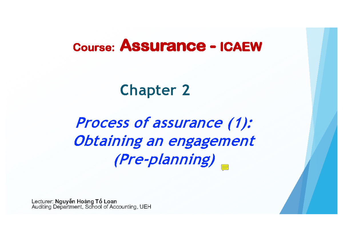 ICAEW Chapter 2: Process of Assurance - Obtaining an Engagement Notes ...