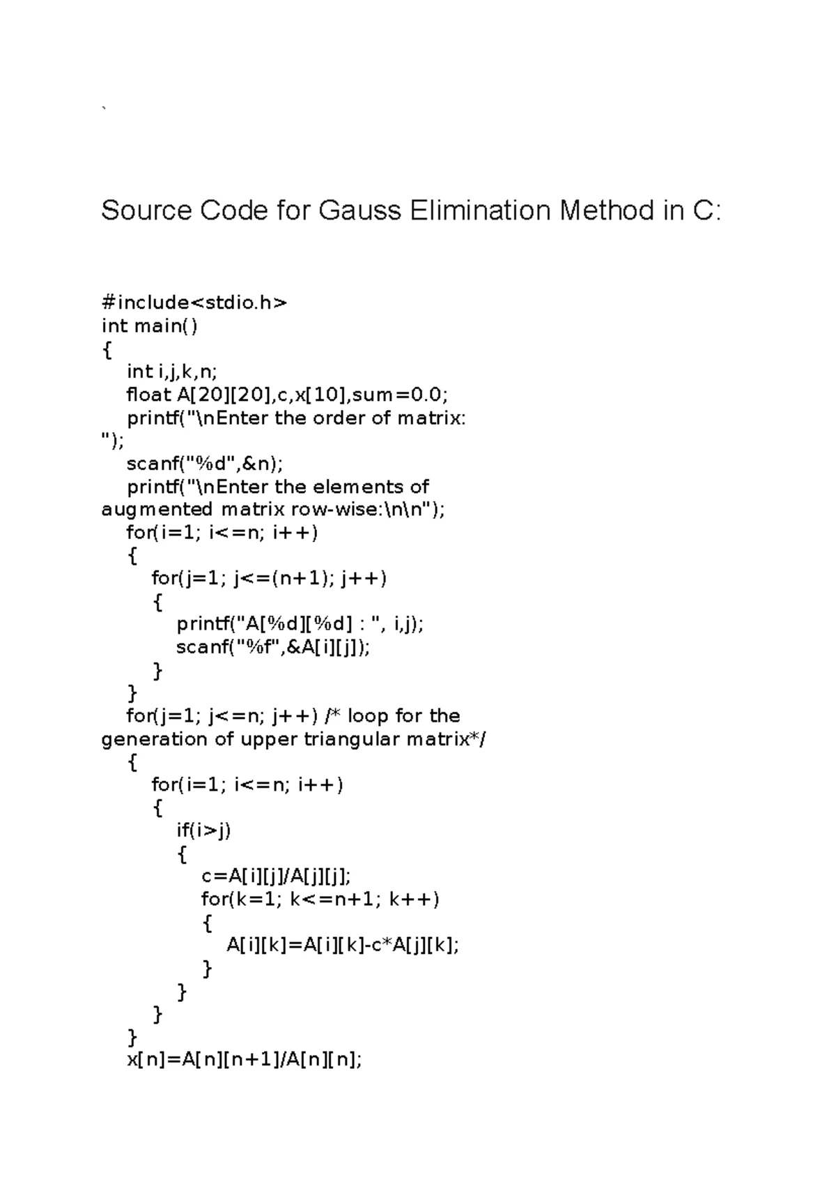 Gauss Seidel Method and Gauss seidel method - C Program for Gauss ...