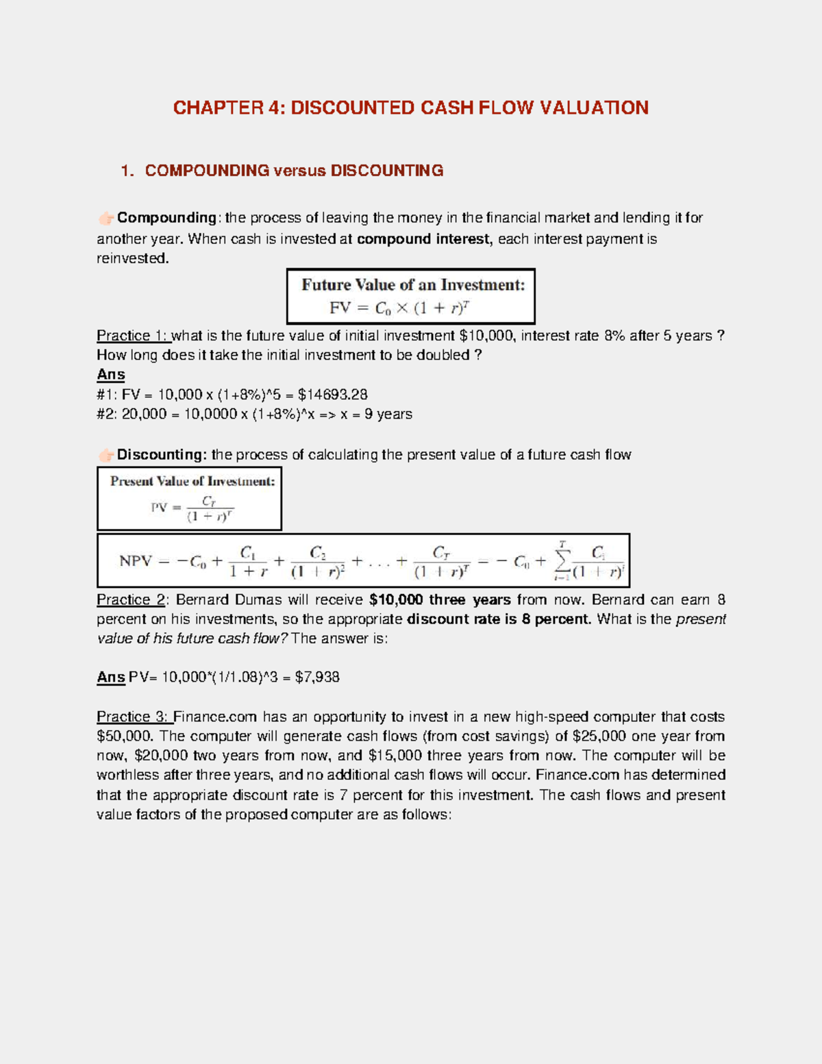 CHAPTER 4: DISCOUNTED CASH FLOW VALUATION - Study Notes for Exam - Studocu