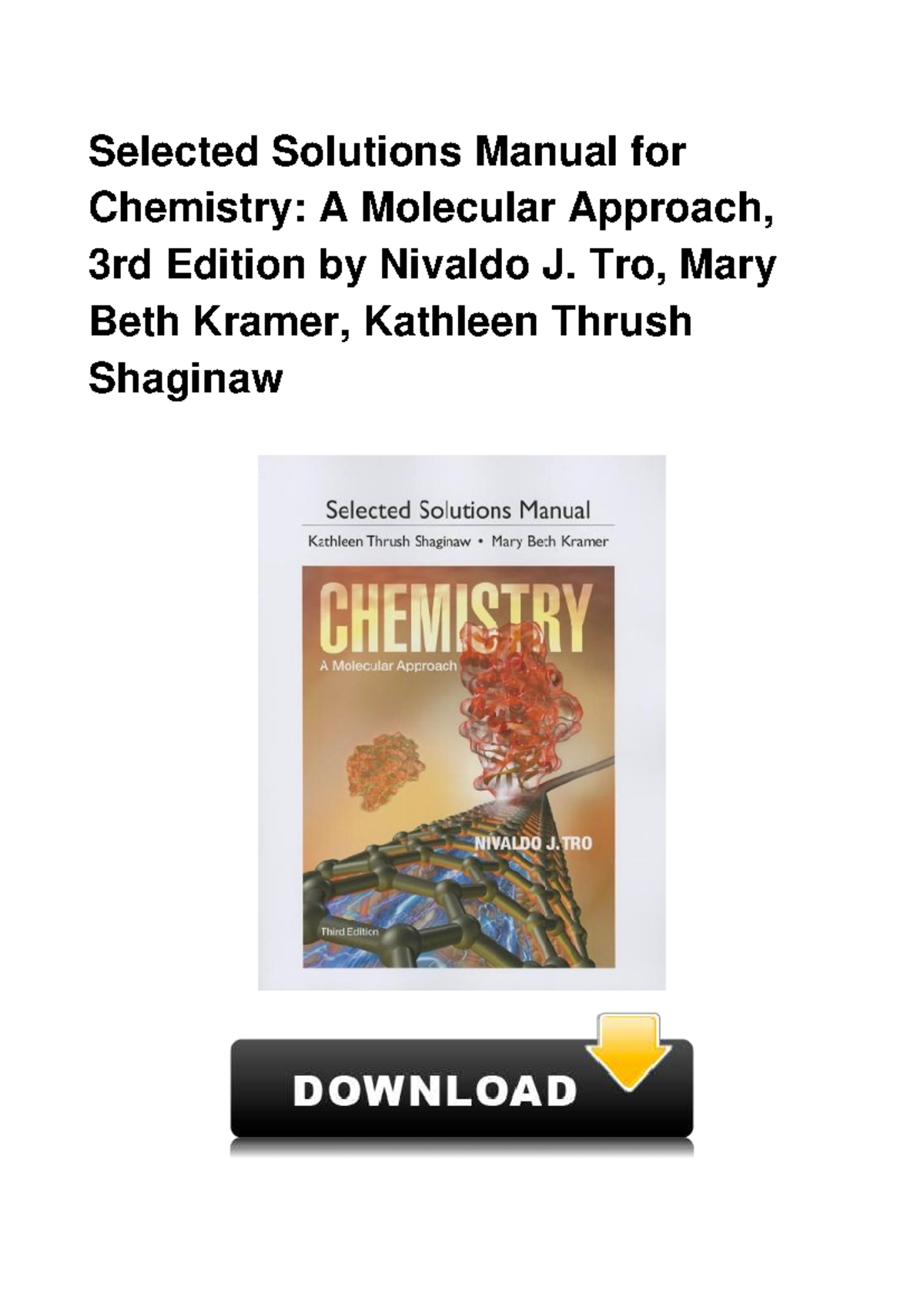 Selected Solutions Manual for Chem: A Molecular Approach, 3rd Ed  display picture 1