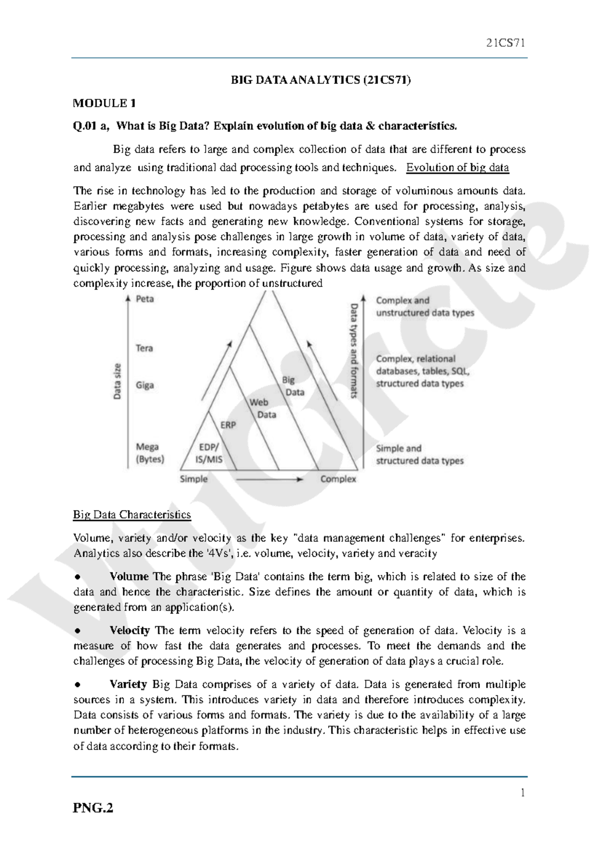 21CS71 BIG DATA ANALYTICS MODULE 1 SOLUTION SET 1 - Studocu