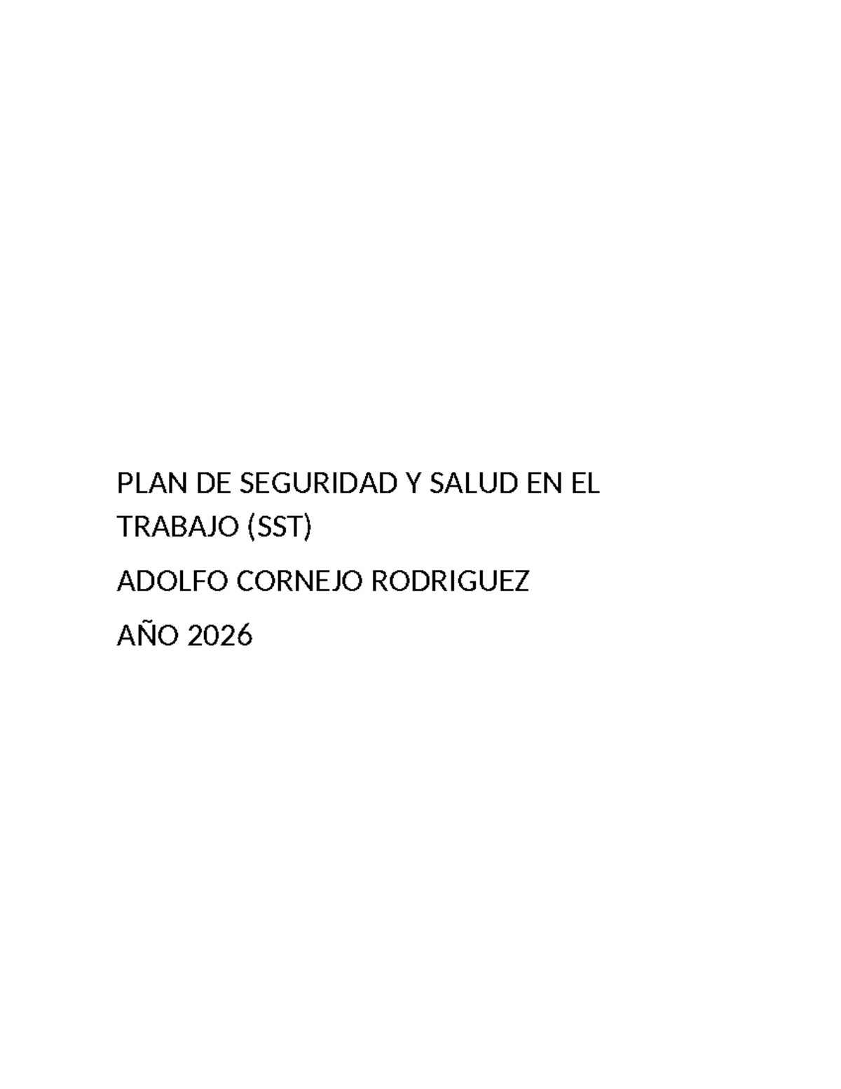 PLAN DE SEGURIDAD Y SALUD EN EL TRABAJO (SST) - 2026 - Studocu