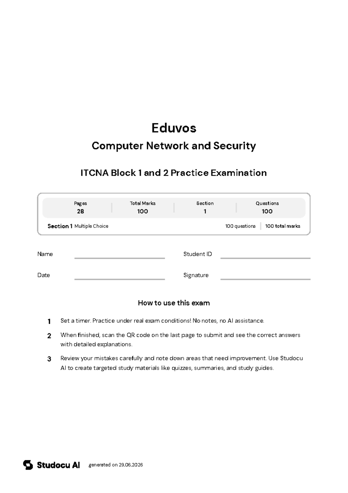 ITCNA Block 1 & 2 Practice Exam - Studocu