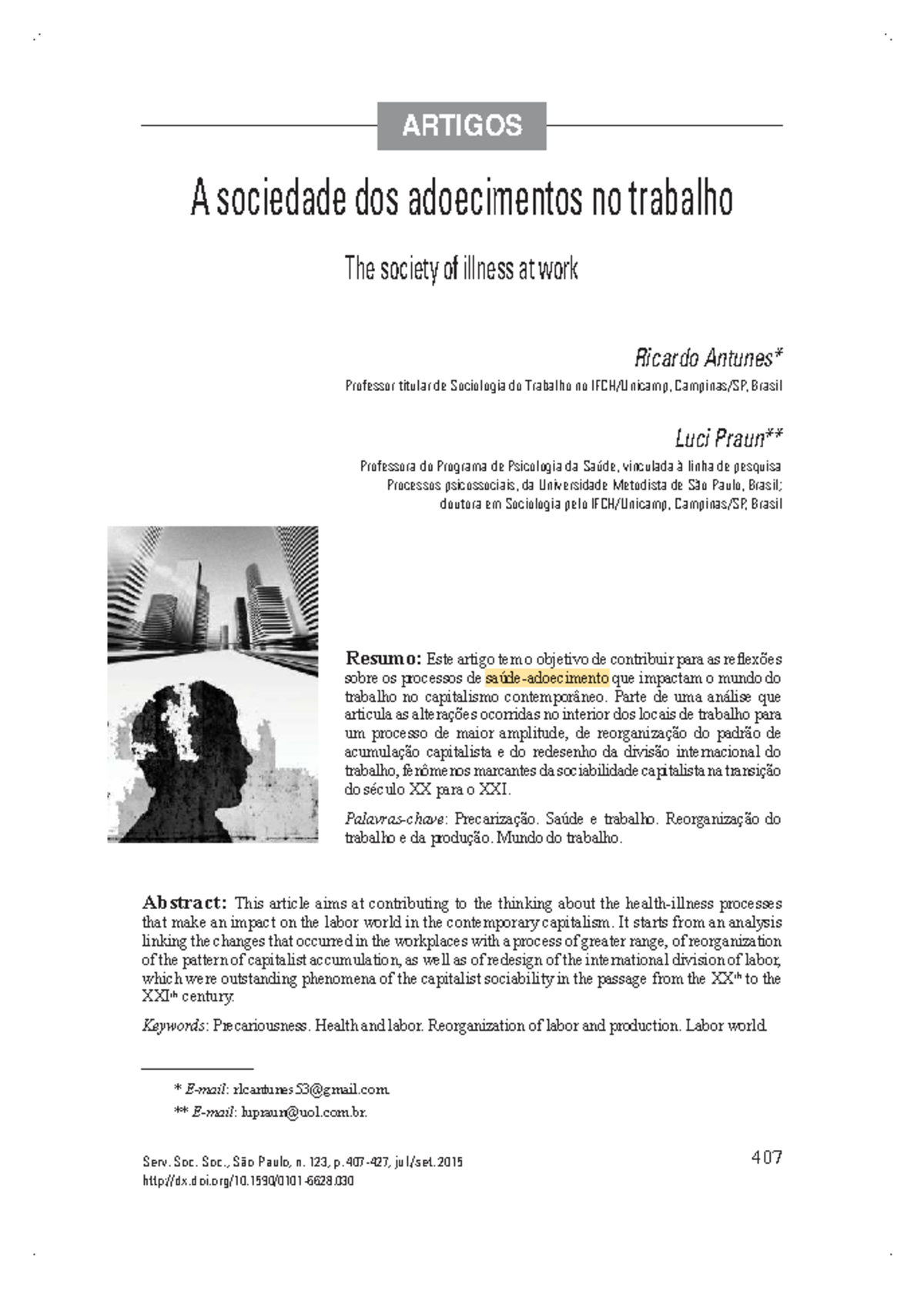 ART 123: A Sociedade dos Adoecimentos no Trabalho e suas Implicações ...