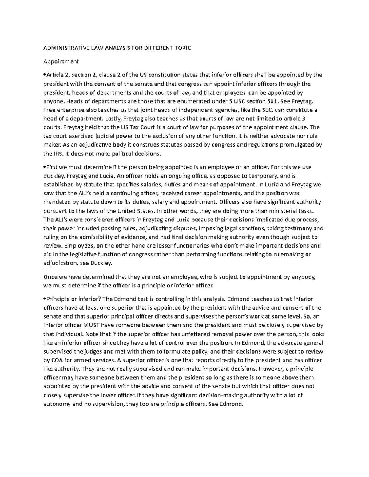 Administrative LAW Analysis - ADMINISTRATIVE LAW ANALYSIS FOR DIFFERENT ...
