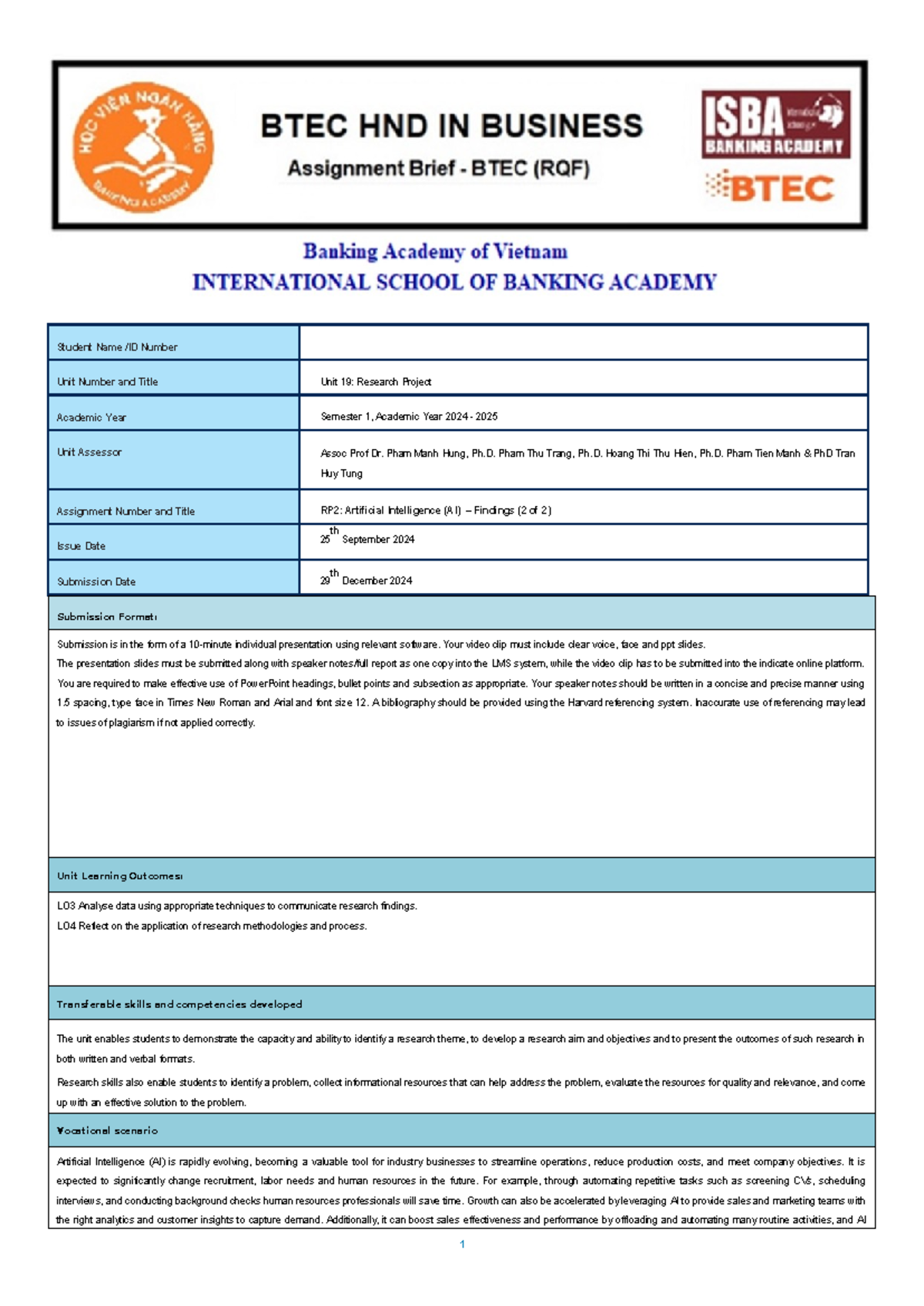 RP2: AI Research Project Findings - Unit 19, Semester 1, 2024-2025 ...