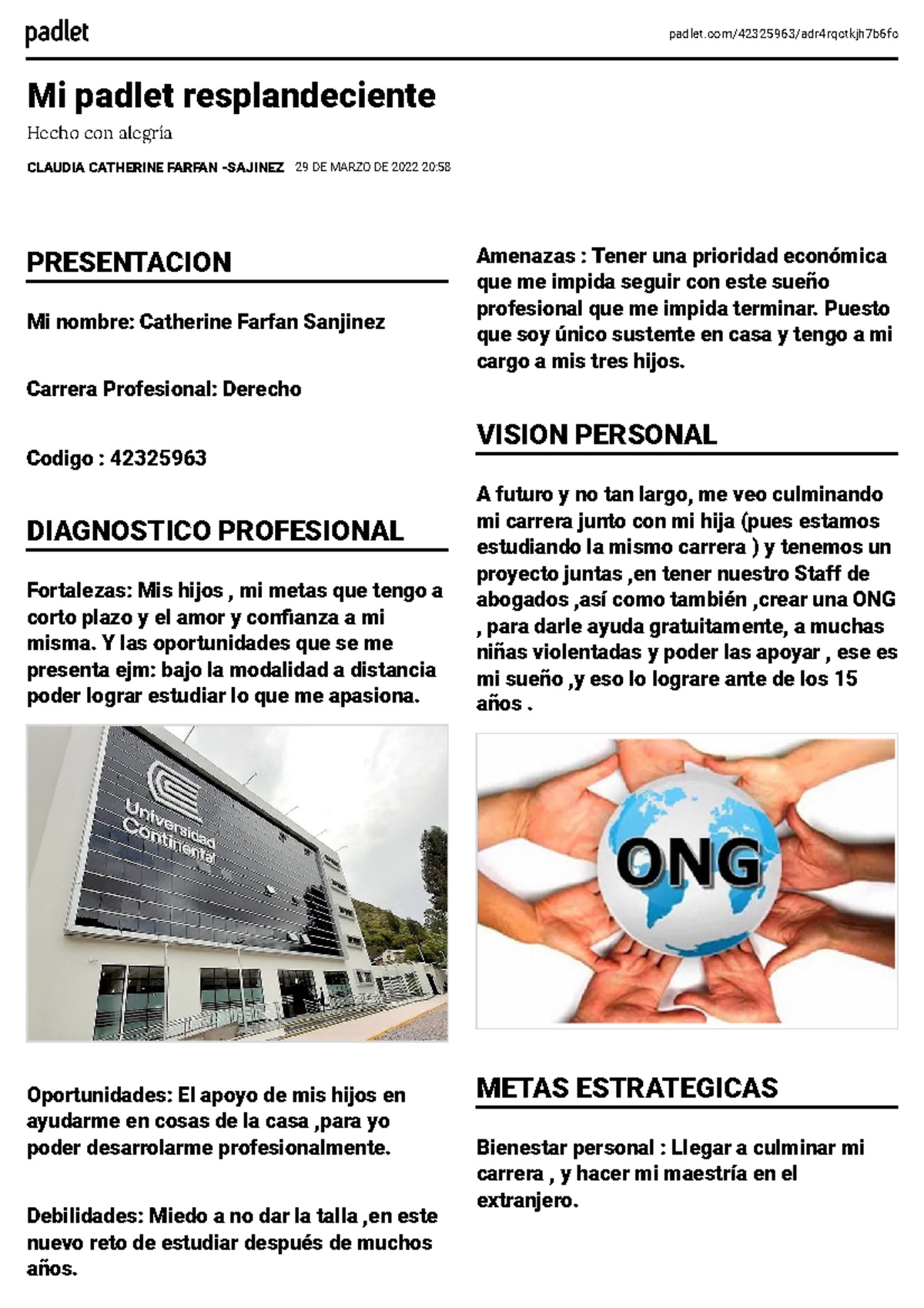 Padlet 42325963: Reflexiones de Catherine Farfan sobre su Trayectoria ...