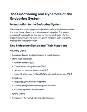 Endocrine System - Study Notes & Assignments - Studocu