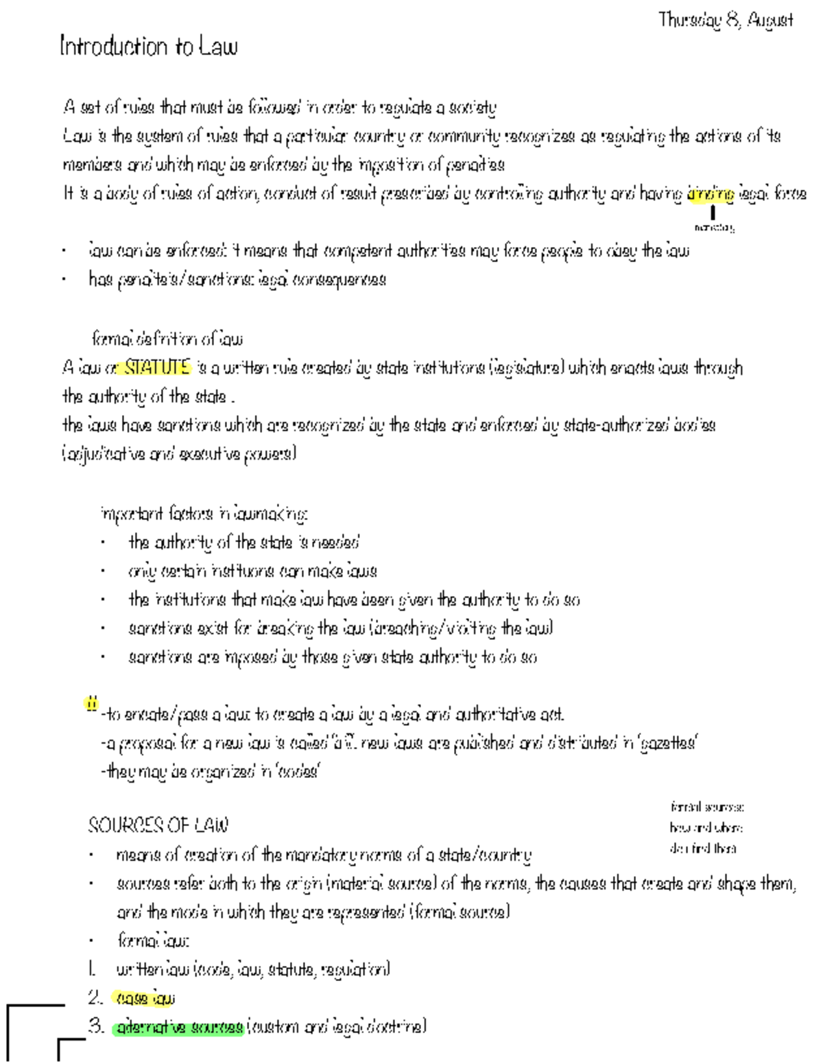 Law 101: Class Summary on Legal Principles and Contract Law - Studocu
