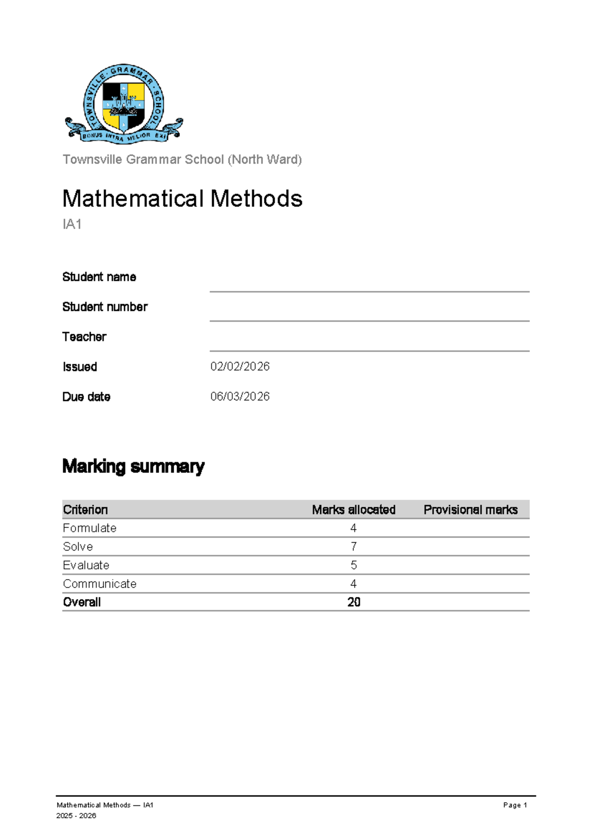 Mathematical Methods IA1 2025-2026: Technique & Modelling Task Guide ...