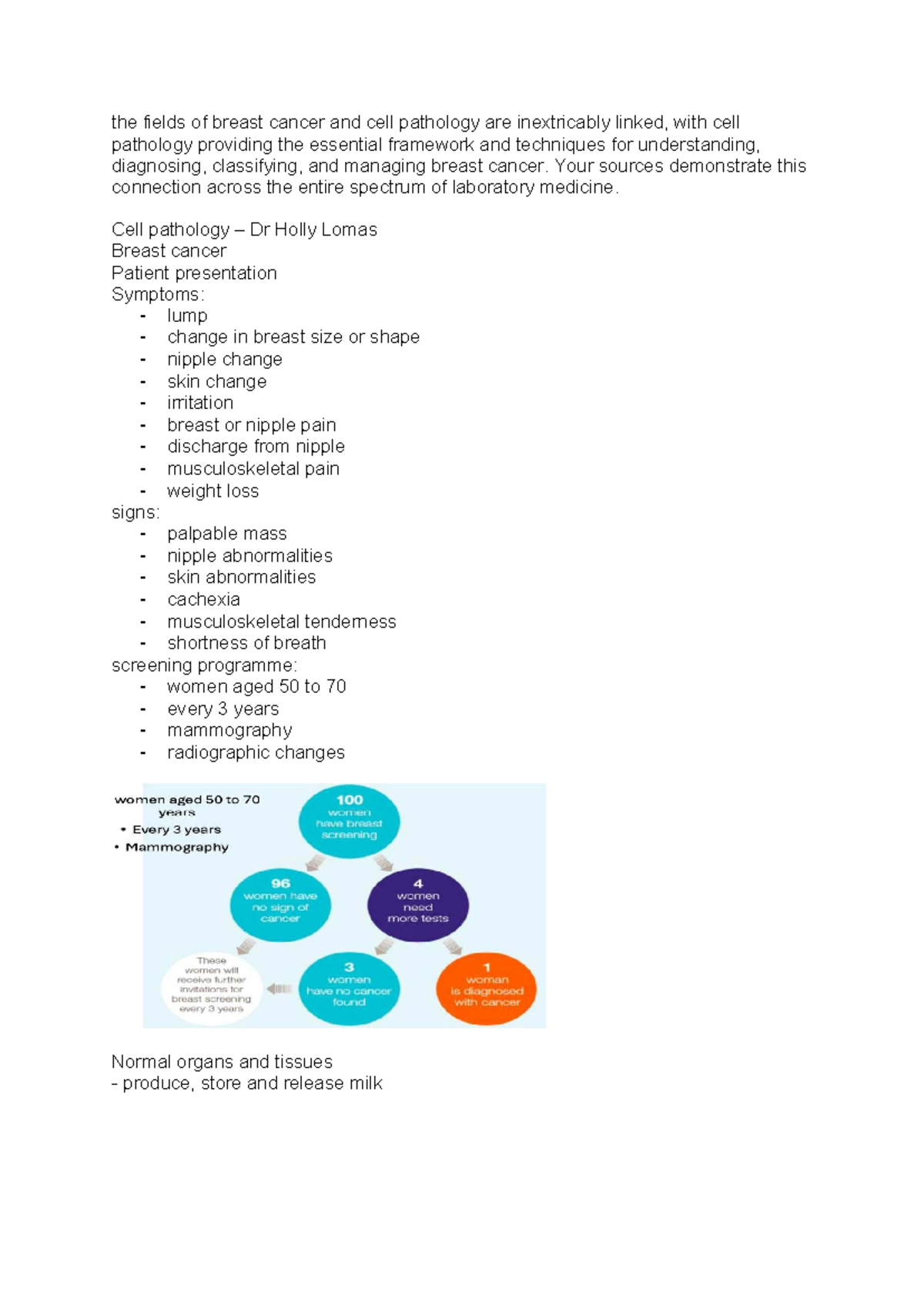 Breast Cancer Seminar Notes for Cell Pathology (CP 101) - Studocu