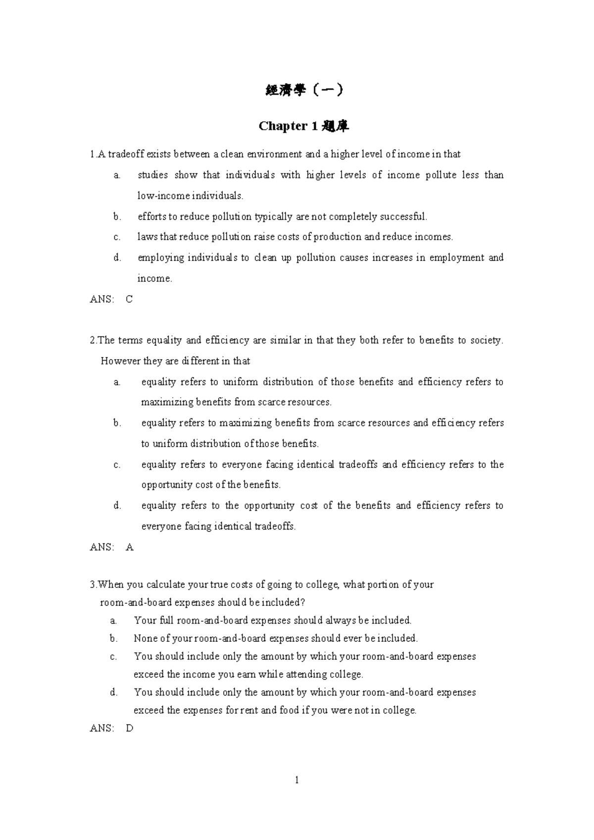 Economics CH1 Chapter Review and Answer Key - Studocu