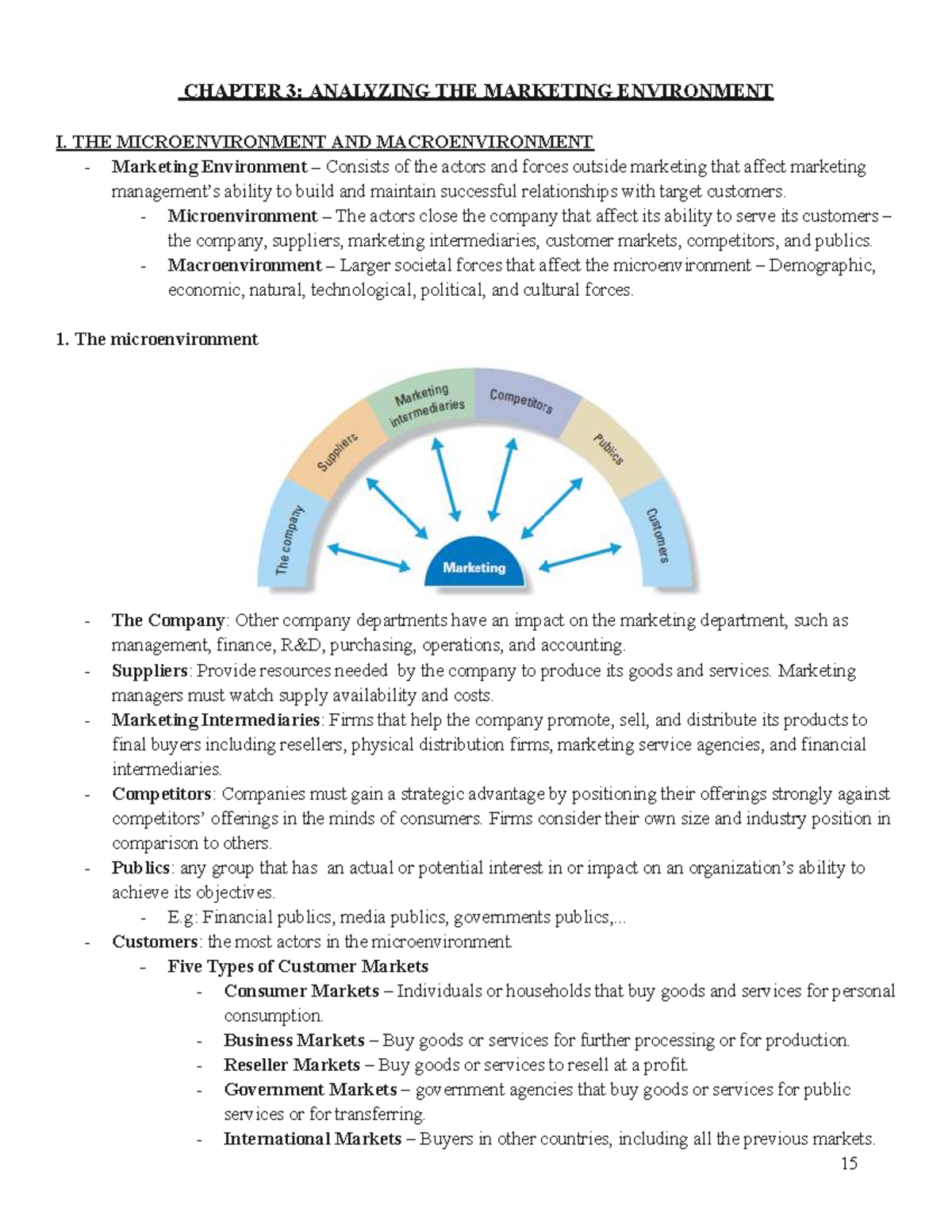 CHAPTER 3 REVIEW FOR FINAL PMK: ANALYZING THE MARKETING ENVIRONMENT ...