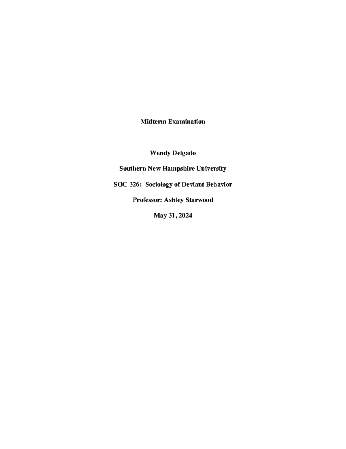 SOC 326 Midterm Exam Study: Sociology of Deviant Behavior - Studocu