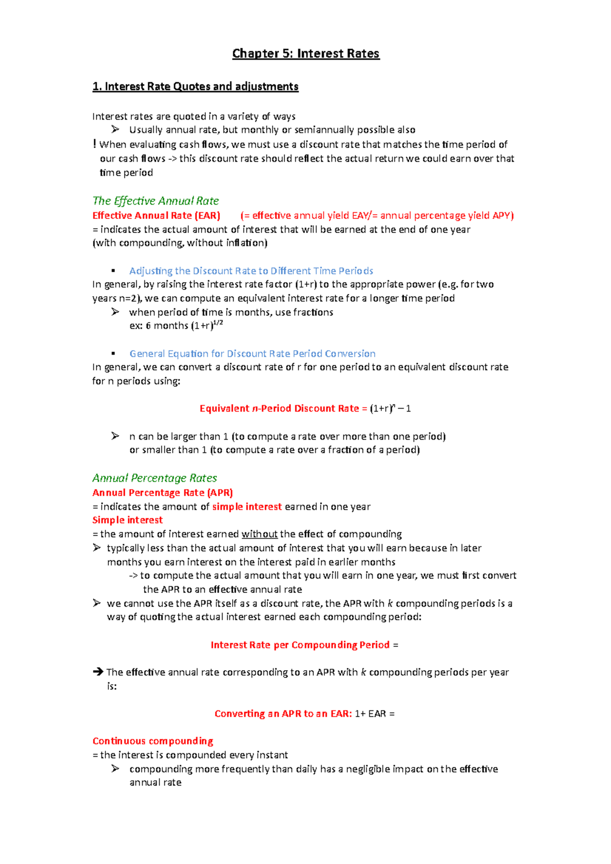 Chapter 5 - Chapter 5: Interest Rates 1. Interest Rate Quotes and ...