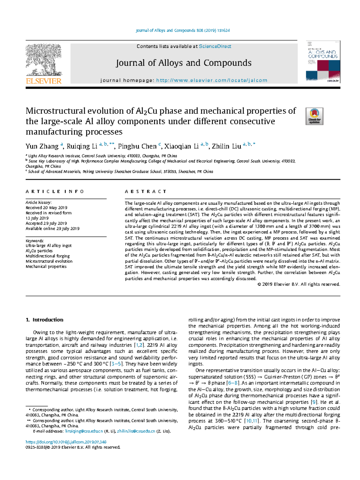 Study on Microstructural Evolution of Al2Cu in Large-Scale Al Alloys ...