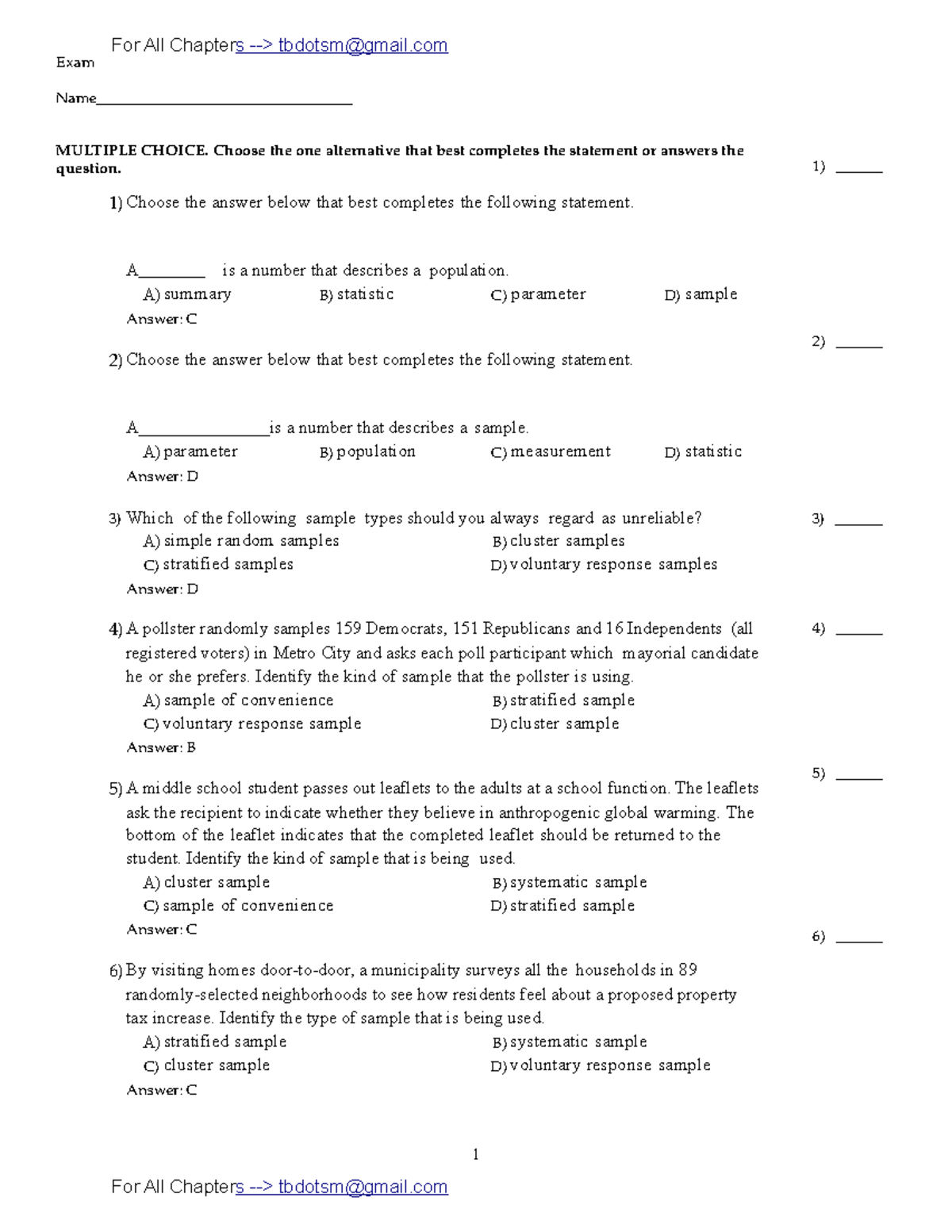 Test Bank Solutions for Essential Statistics (3rd Ed) by Navidi - Studocu