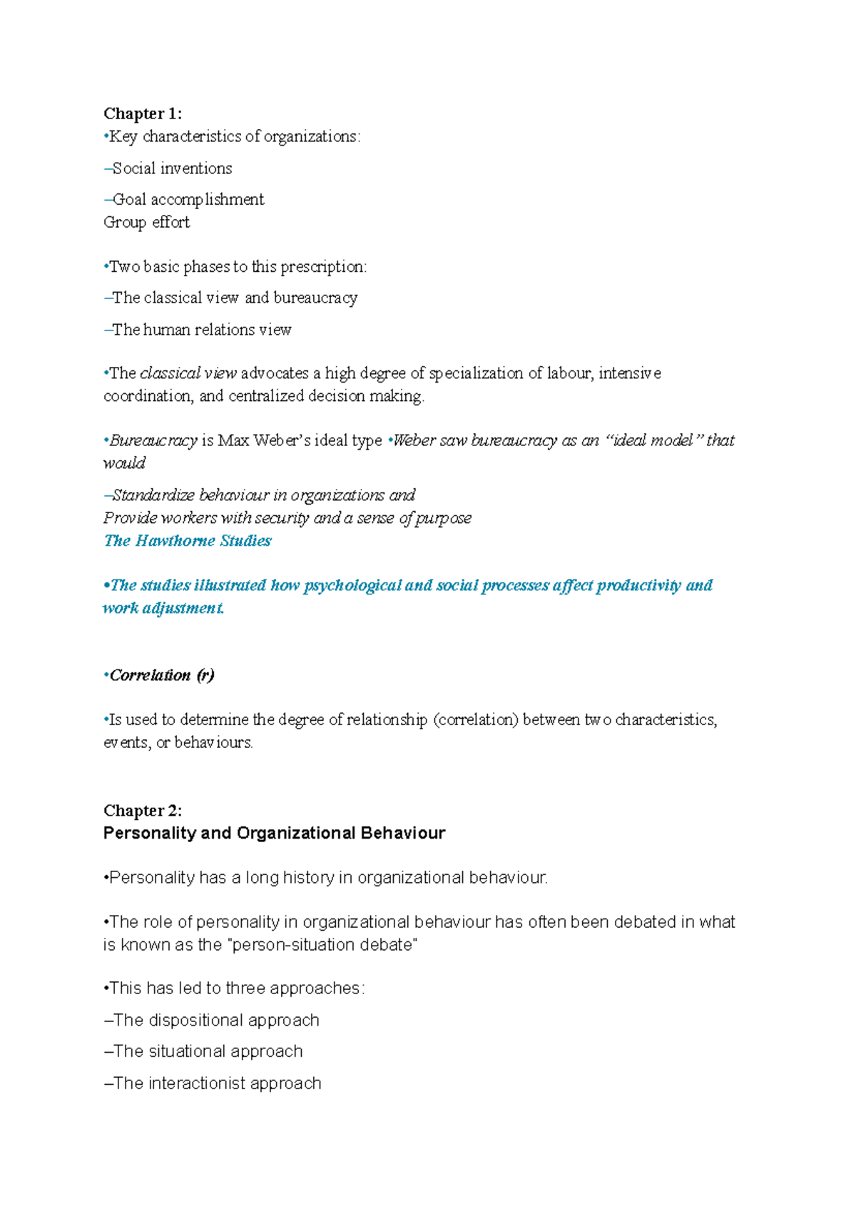 Review adms 2400 - lecture notes - Chapter 1: Key characteristics of ...