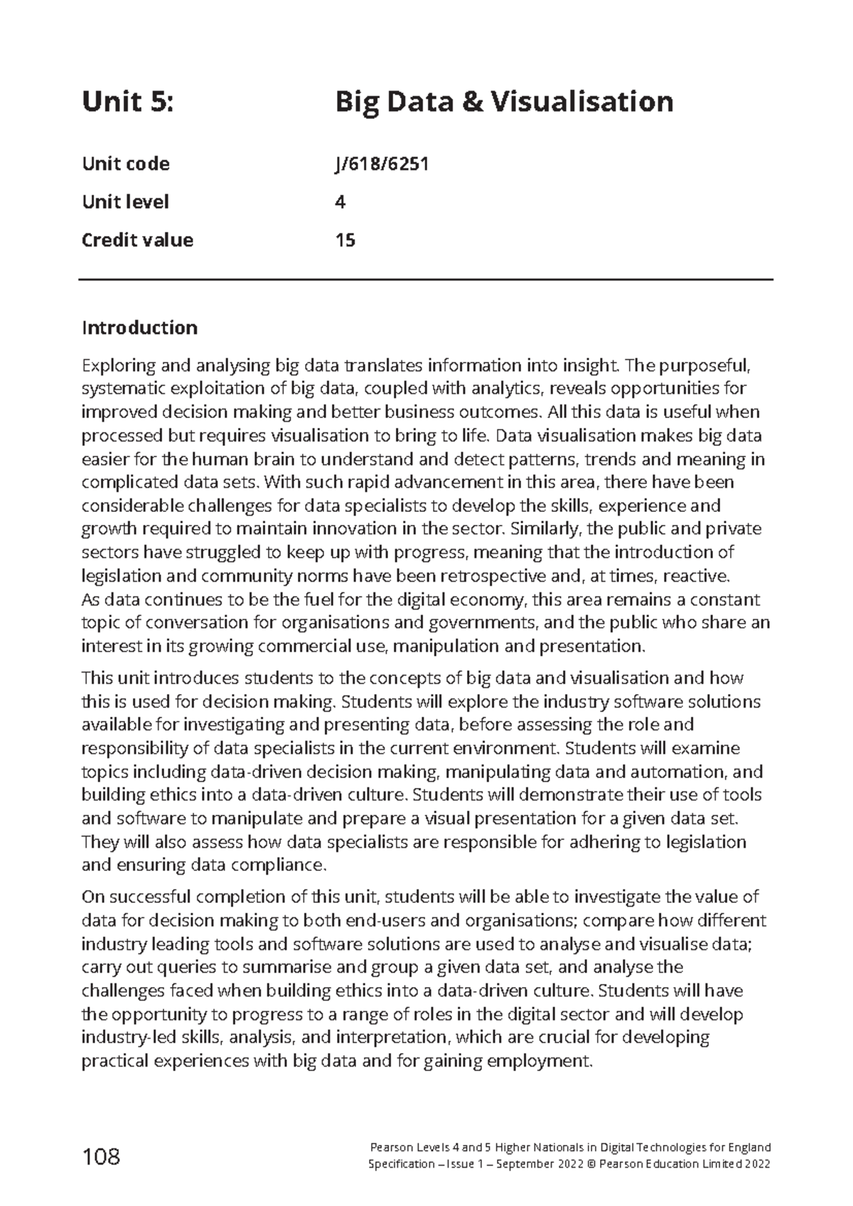 Unit 5: Big Data & Visualisation - Assignment 1 Overview - Studocu