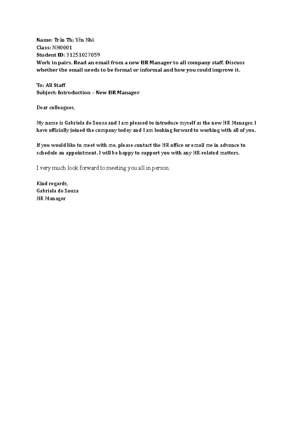Homework 2 - Email Analysis of New HR Manager Introduction - Studocu