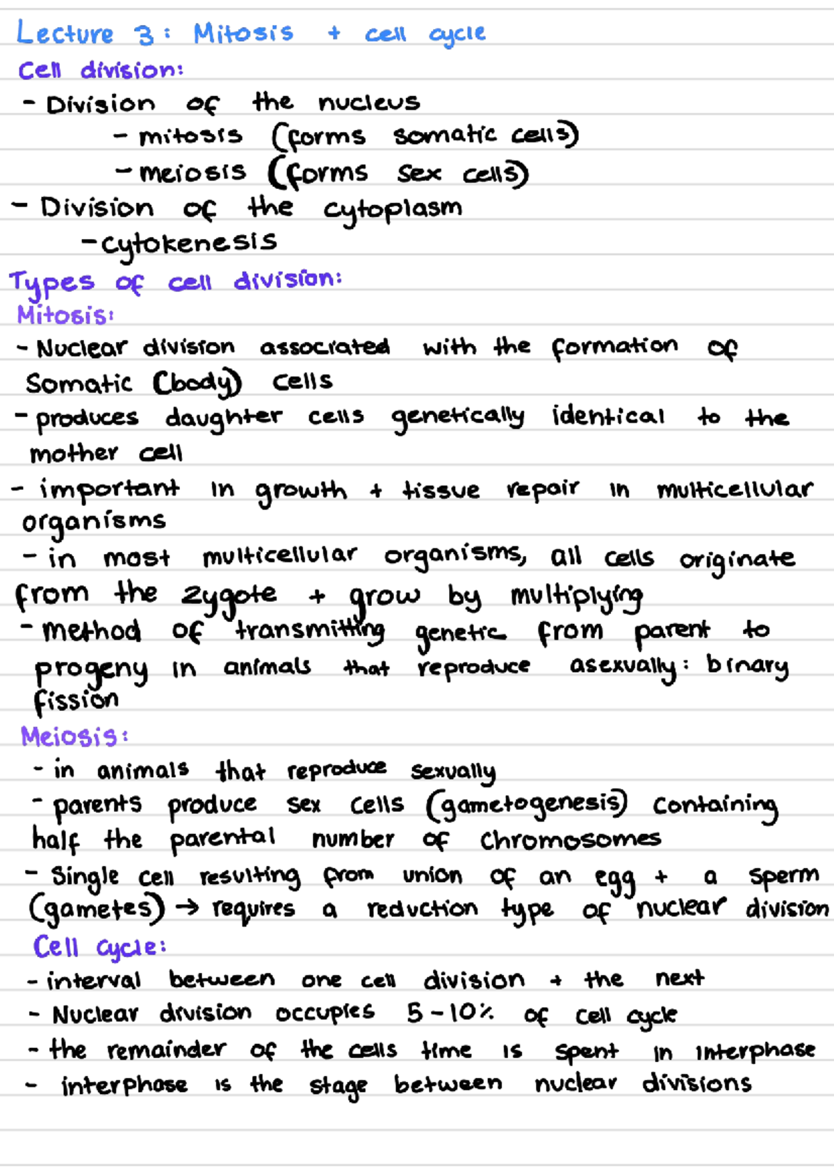 Lecture 3: Mitosis and Cell Cycle Overview in Eukaryotic Cells - Studocu