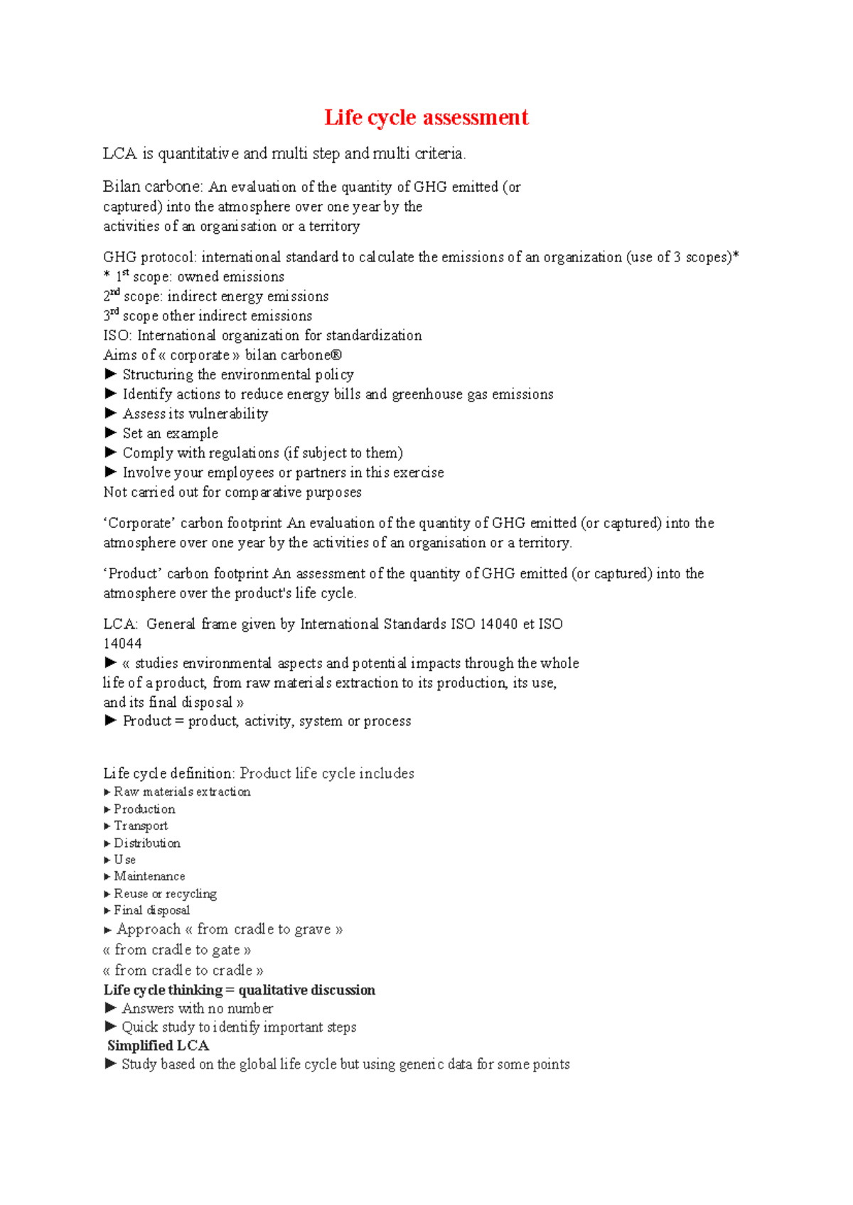 Life Cycle Assessment (LCA) Overview: GHG Emissions & Environmental ...