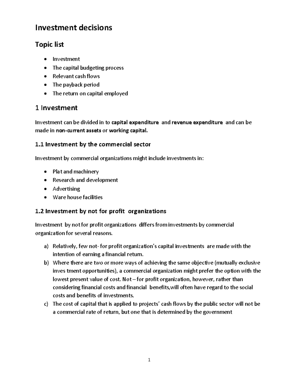 FM Investment Decisions: Capital Budgeting & Cash Flow Analysis - Studocu