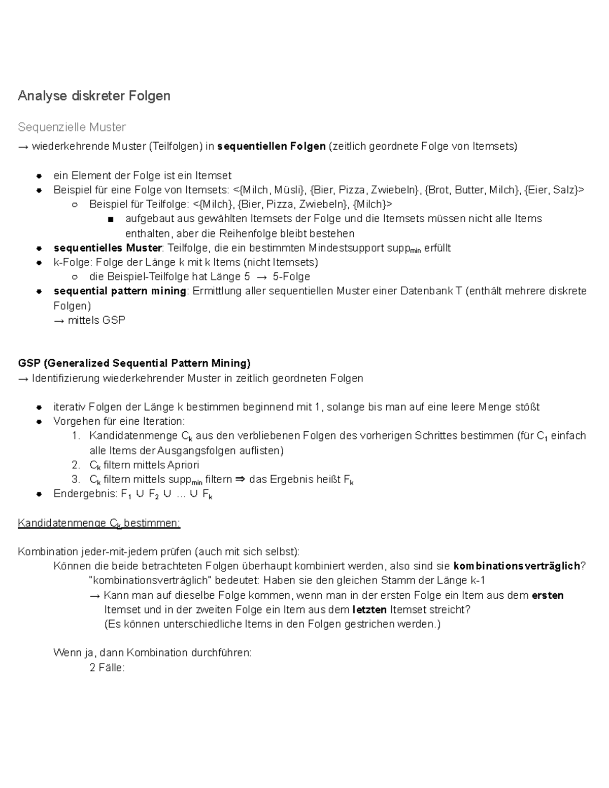GSP (Generalized Sequential Pattern Mining) - Analyse diskreter Folgen ...