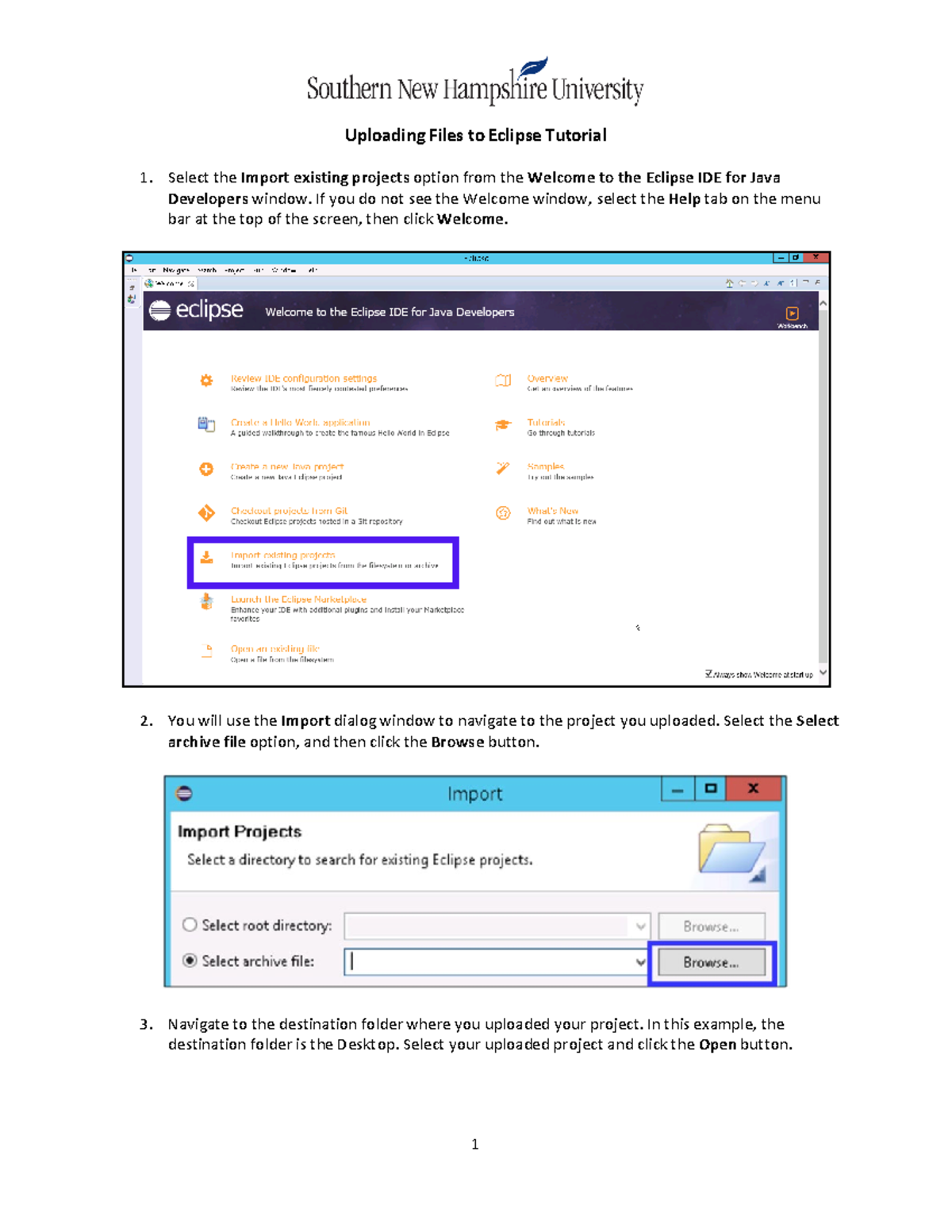 Uploading Files to Eclipse Desktop Version Tutorial - Uploading Files ...