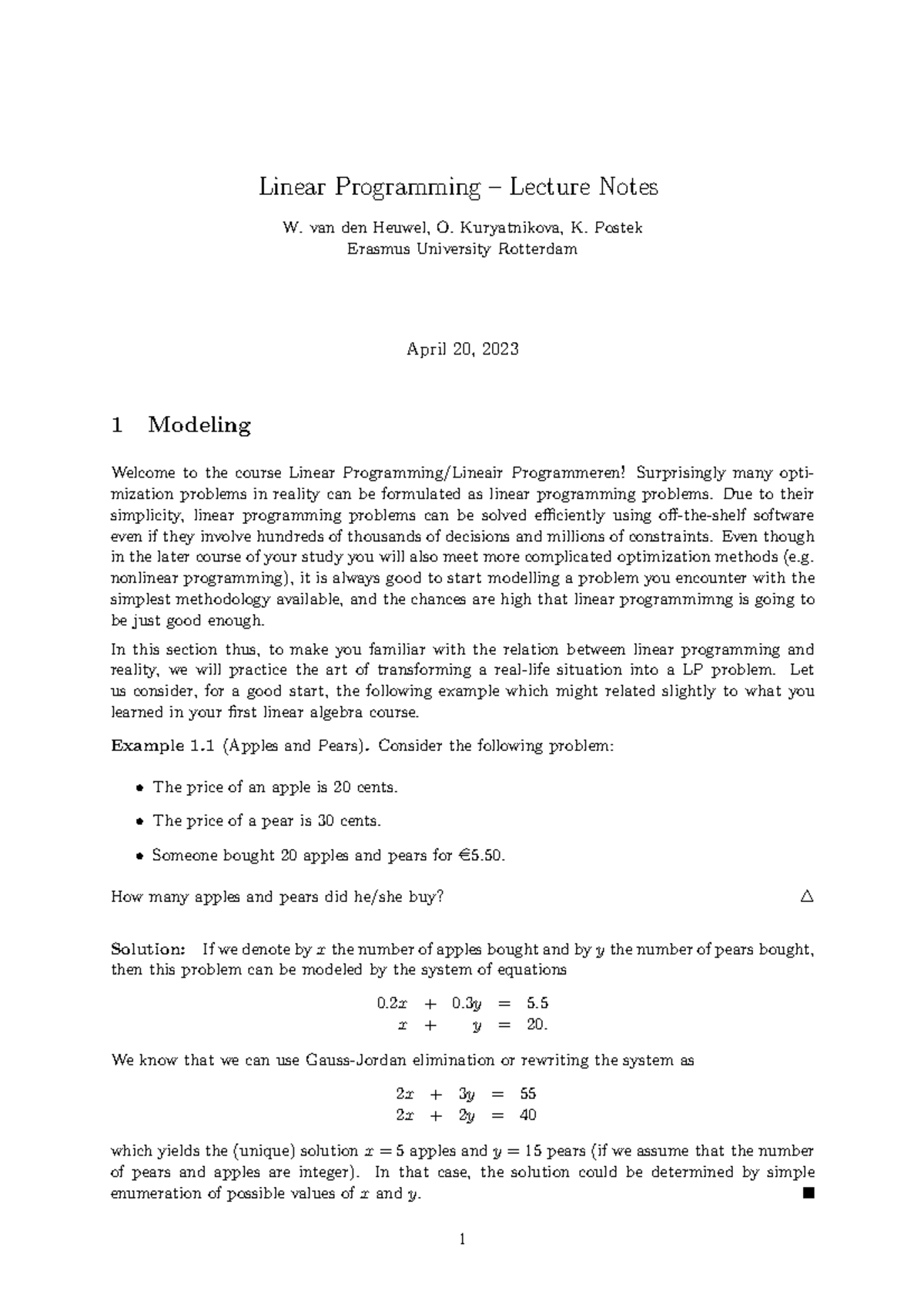 LP 101 - Complete Course Handouts for Linear Programming Course ...