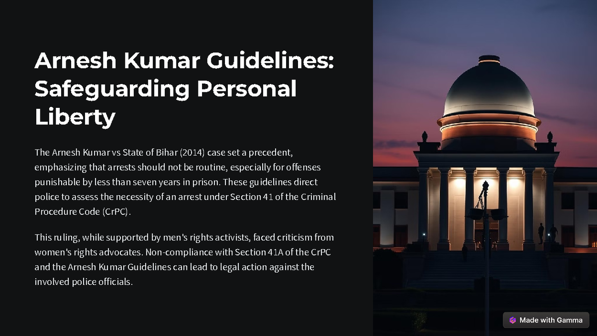 Arnesh Kumar Guidelines Safeguarding Personal Liberty - Arnesh Kumar ...